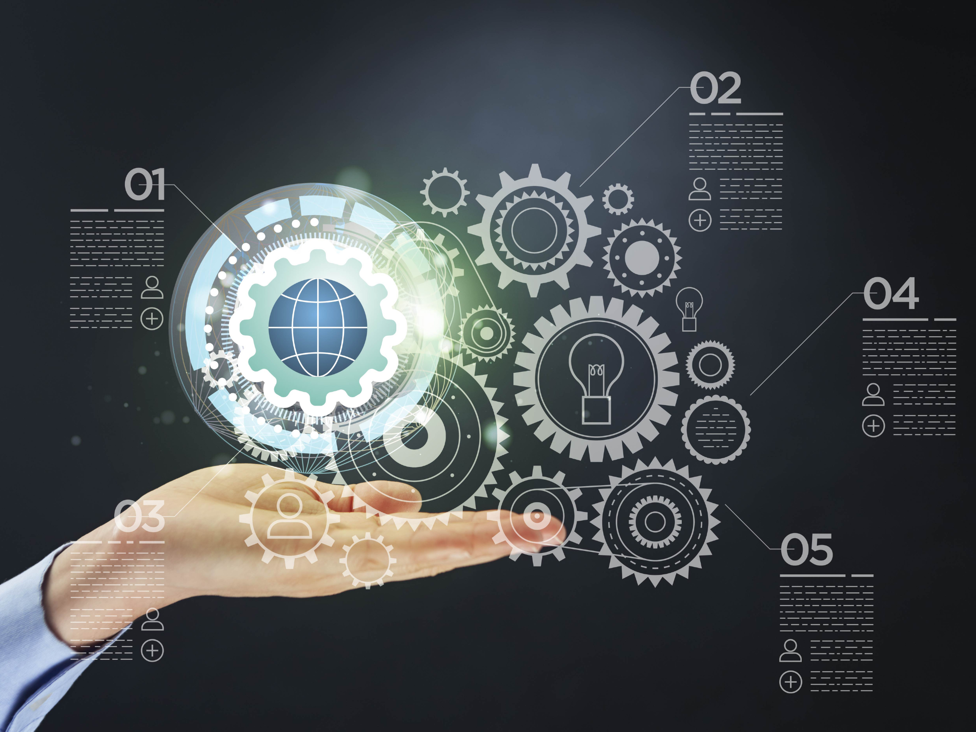 Main tenant des engrenages technologiques et globaux.