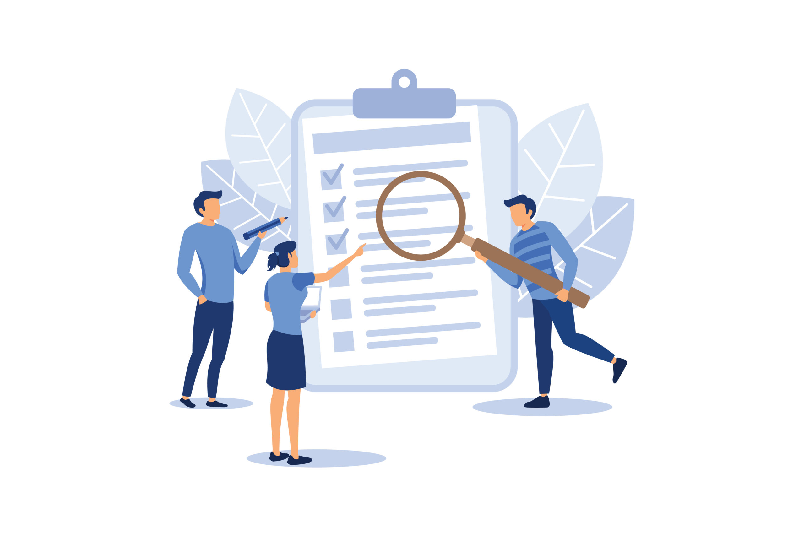 Personnes examinant une liste de contrôle ensemble.