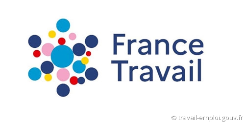 Logo France Travail avec cercles colorés.