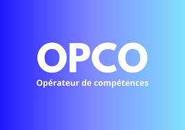 Texte OPCO sur fond bleu dégradé
